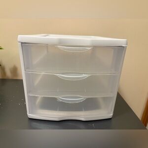 White 3-Drawer Sterilite Plastic Storage Organizer